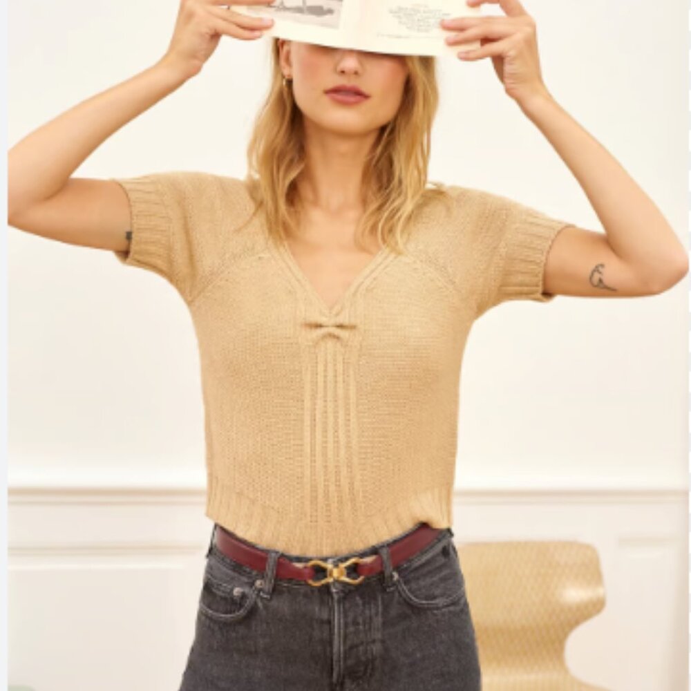 ROUJE FLORENCE SWEATER IN CHAMPAGNE SIZE 38